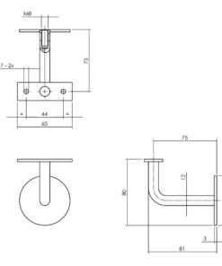 Intersteel Leuninghouder gebogen vlak zadel rvs geborsteld - Afbeelding 2