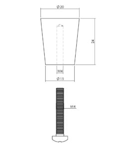 Intersteel Meubelknop ø 20 mm conisch rvs geborsteld 3 0035.851030 2 1
