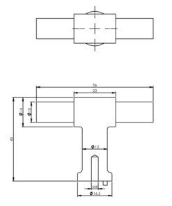 Intersteel Meubelknop T-vorm 20mm recht/recht rvs geborsteld 3 0035.851081 2