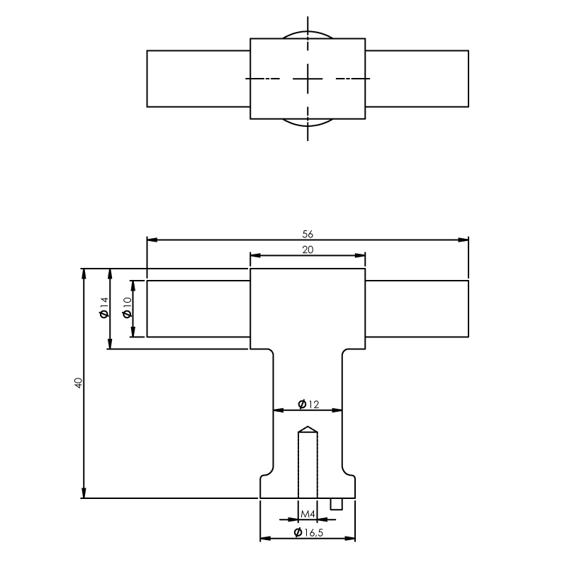 Intersteel Meubelknop T-vorm 20mm recht/recht rvs geborsteld 2 0035.851081 2