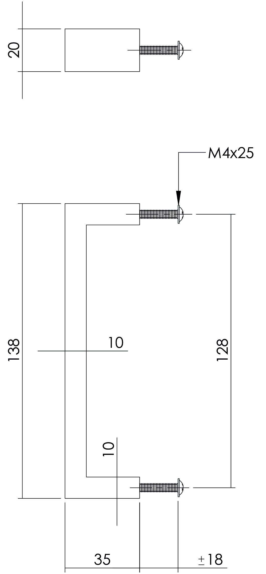 Intersteel Meubelgreep rechthoek 138 mm boormaat 128 mm rvs geborsteld 2 0035.892760 2