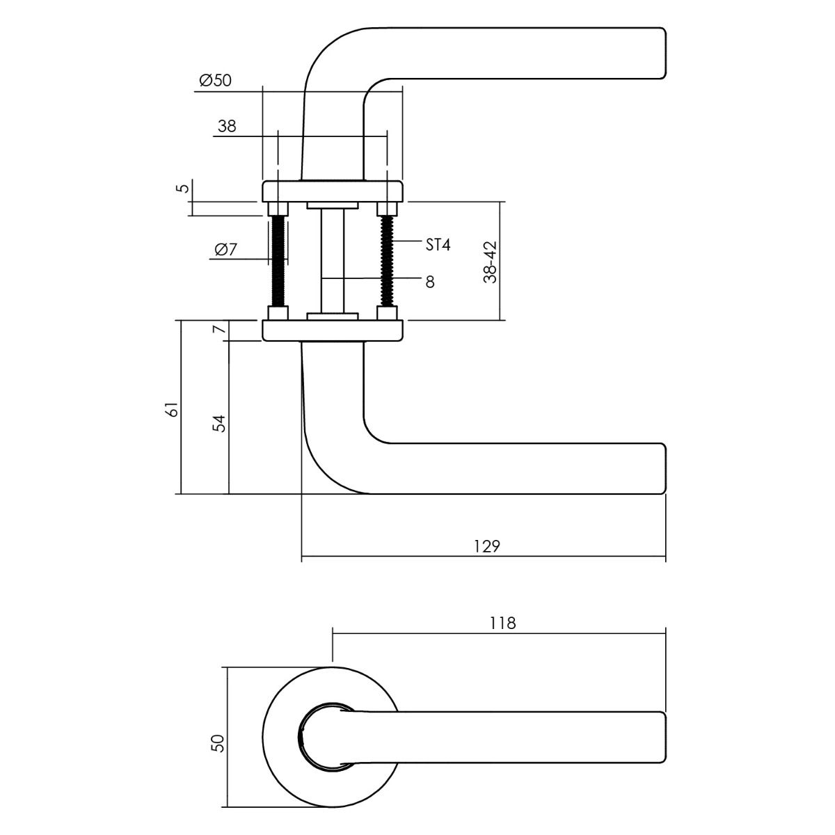 Intersteel Deurkruk Derby op rond rozet ø50x7 mm aluminium 4 0082.007302 2