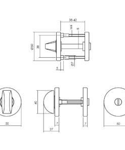 Intersteel Rozet met toilet-/badkamersluiting ø50x7 mm aluminium 3 0082.309060 2