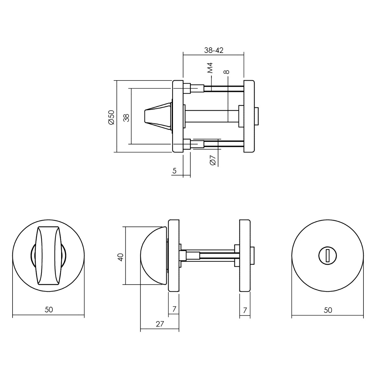 Intersteel Rozet met toilet-/badkamersluiting ø50x7 mm aluminium 2 0082.309060 2