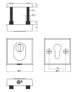 Intersteel Veiligheidsrozet SKG*** vierkant met kerntrekbeveiliging aluminium 3 0082.375003 2