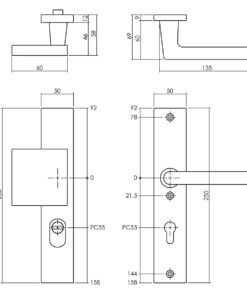 Intersteel Veiligheidsbeslag met kerntrekbeveiliging SKG*** profielcilinder 55 mm rechthoekig voordeurbeslag 3 0082.379429 2 1