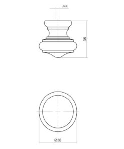 Intersteel Knop 25/38mm paddestoel/rand essenhout 3 0092.857851 2