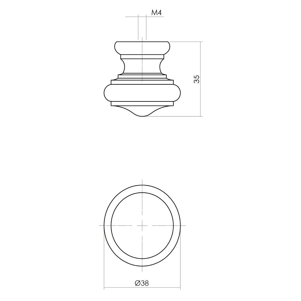 Intersteel Knop 25/38mm paddestoel/rand essenhout 2 0092.857851 2