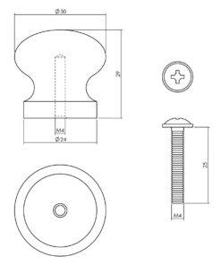 Intersteel Knop 30 mm grenenhout 3 0092.857880 2