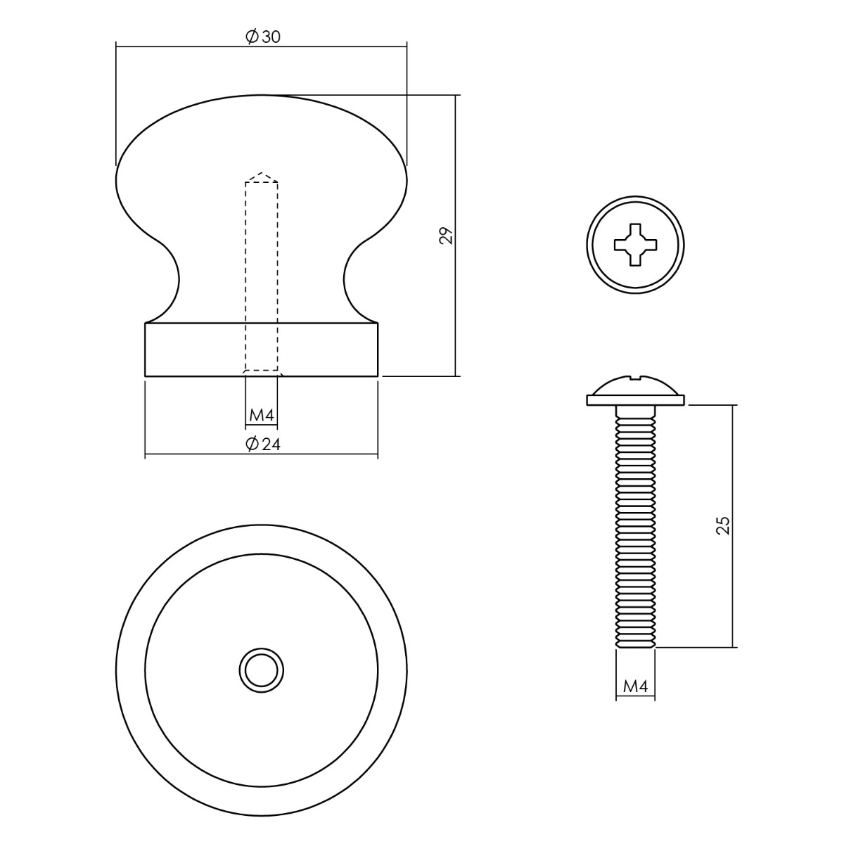 Intersteel Knop 30 mm grenenhout 2 0092.857880 2