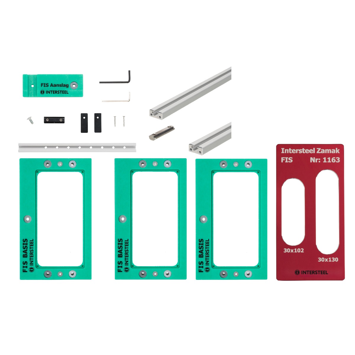 Freesmal set t.b.v. 3 verdekte Intersteel scharnieren 130x30 mm