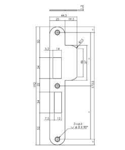 Intersteel Sluitplaat voor veiligheidsslot SKG** profielcilindergat 55 mm DIN links rvs 4 0094.950805b 2