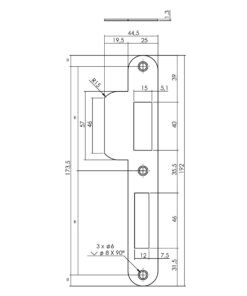Intersteel Sluitplaat voor veiligheidsslot SKG** profielcilindergat 72 mm DIN rechts rvs 4 0094.950806a 2 1