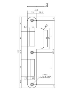 Intersteel Sluitplaat voor veiligheidsslot SKG** profielcilindergat 72 mm DIN links rvs 4 0094.950806b 2