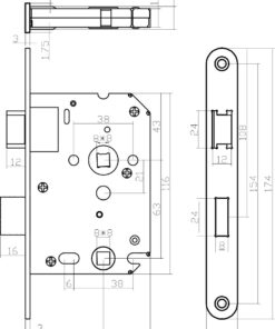 Intersteel Deurbeslag set wc-slot 63/8mm rvs + deurkruk Hoek 90° rvs + wc-sluiting 5 0094.954265 2