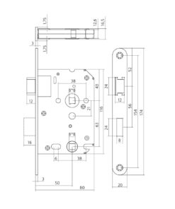 Intersteel Woningbouw toilet-/badkamerslot zwart 63/8 mm 4 0094.954765 2