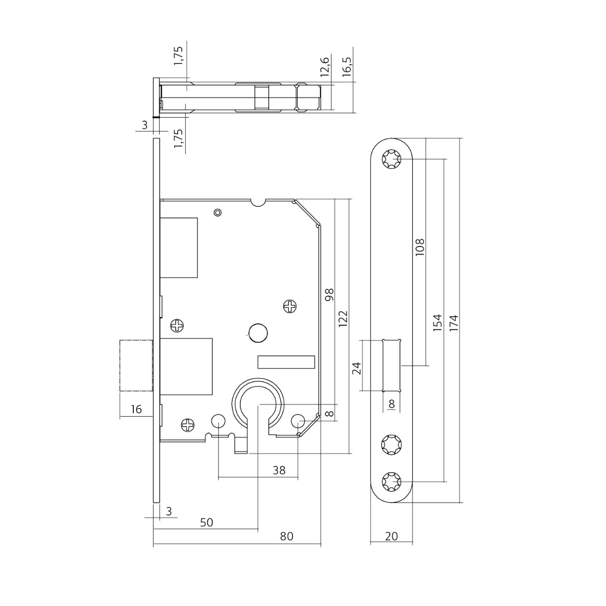 Intersteel Woningbouw cilinder kastslot 55 mm zwart 2 0094.954829 2