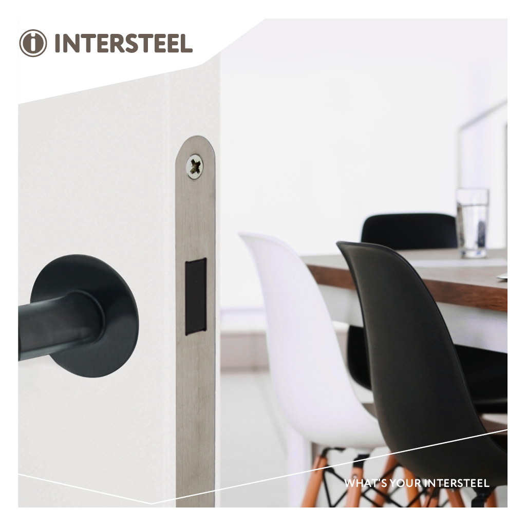 Intersteel Woningbouw magneet badkamer/toilet slot 63/8mm, voorplaat afgerond rvs 3 0094.957065 9