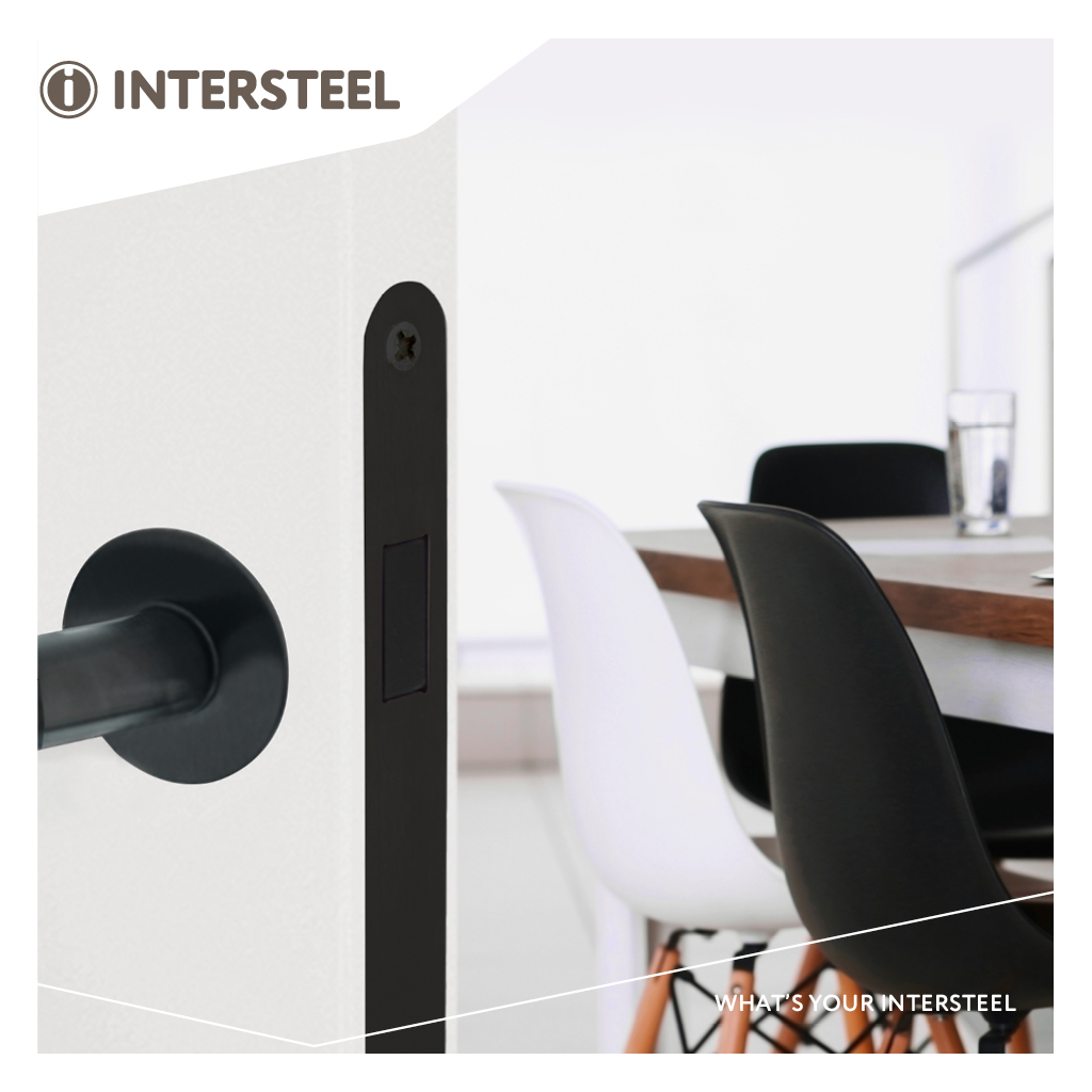 Intersteel Woningbouw magneet loopslot, voorplaat afgerond zwart 3 0094.957211 9