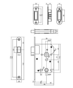 Intersteel Woningbouw magneet badkamer/toilet slot 63/8mm, voorplaat afgerond zwart 5 0094.957265 2