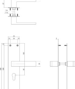 Intersteel Deurkruk Amsterdam met schild 250x55x2mm profielcilindergat 55mm zwart 3 1223.057129 2