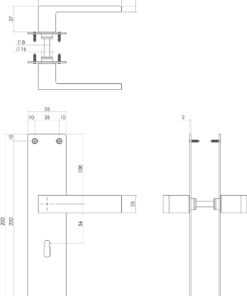 Intersteel Deurkruk Amsterdam met schild 250x55x2mm sleutelgat 56mm rvs geborsteld 3 1235.057124 2