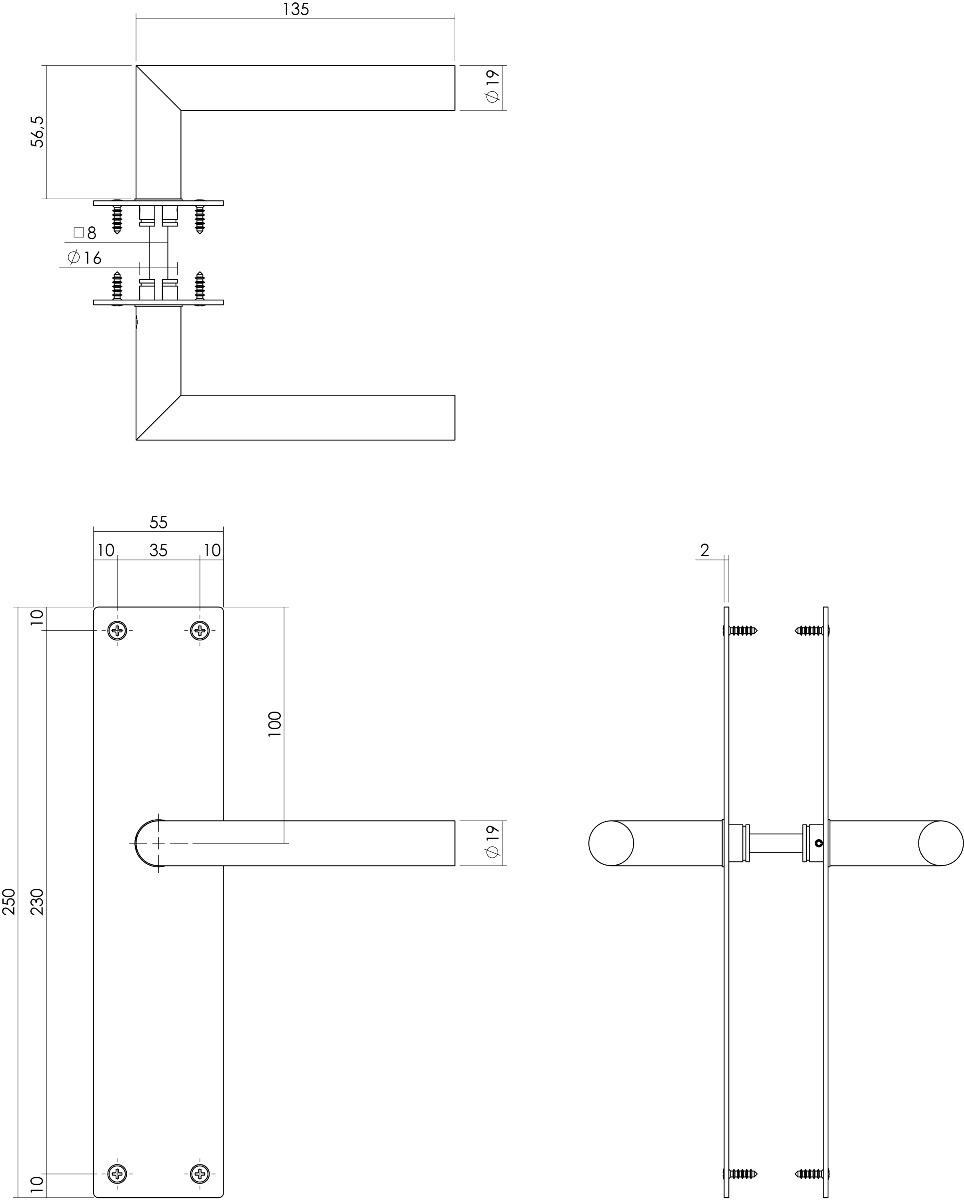 Intersteel Deurkruk Jura met schild 250x55x2mm blind rvs geborsteld 2 1235.058311 2