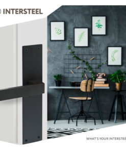Intersteel Deurkruk Amsterdam met schild 250x55x2mm blind zwart 5 amsterdam op schild
