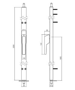 Intersteel Deurespagnolet niet afsluitbaar Rechts 2200mm RAL 9010 wit 3 rb 1422 22a 78r 2