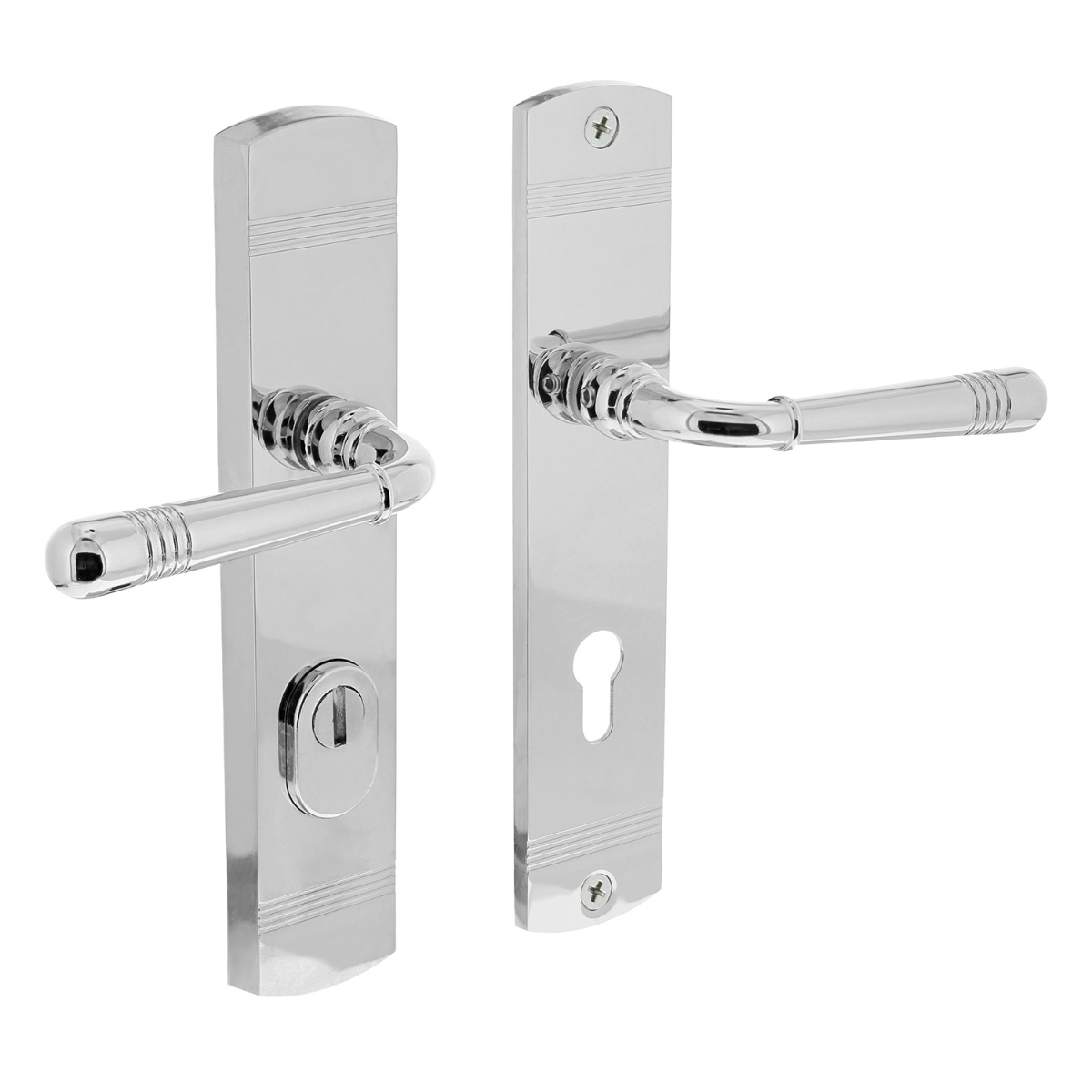 Intersteel Achterdeurbeslag Helena 239x50mm kruk/kruk profielcilindergat 72mm met kerntrekbeveiliging chroom