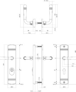 Intersteel Achterdeurbeslag Helena 239x50mm kruk/kruk profielcilindergat 92mm met kerntrekbeveiliging chroom 5 0016.377749 2 2