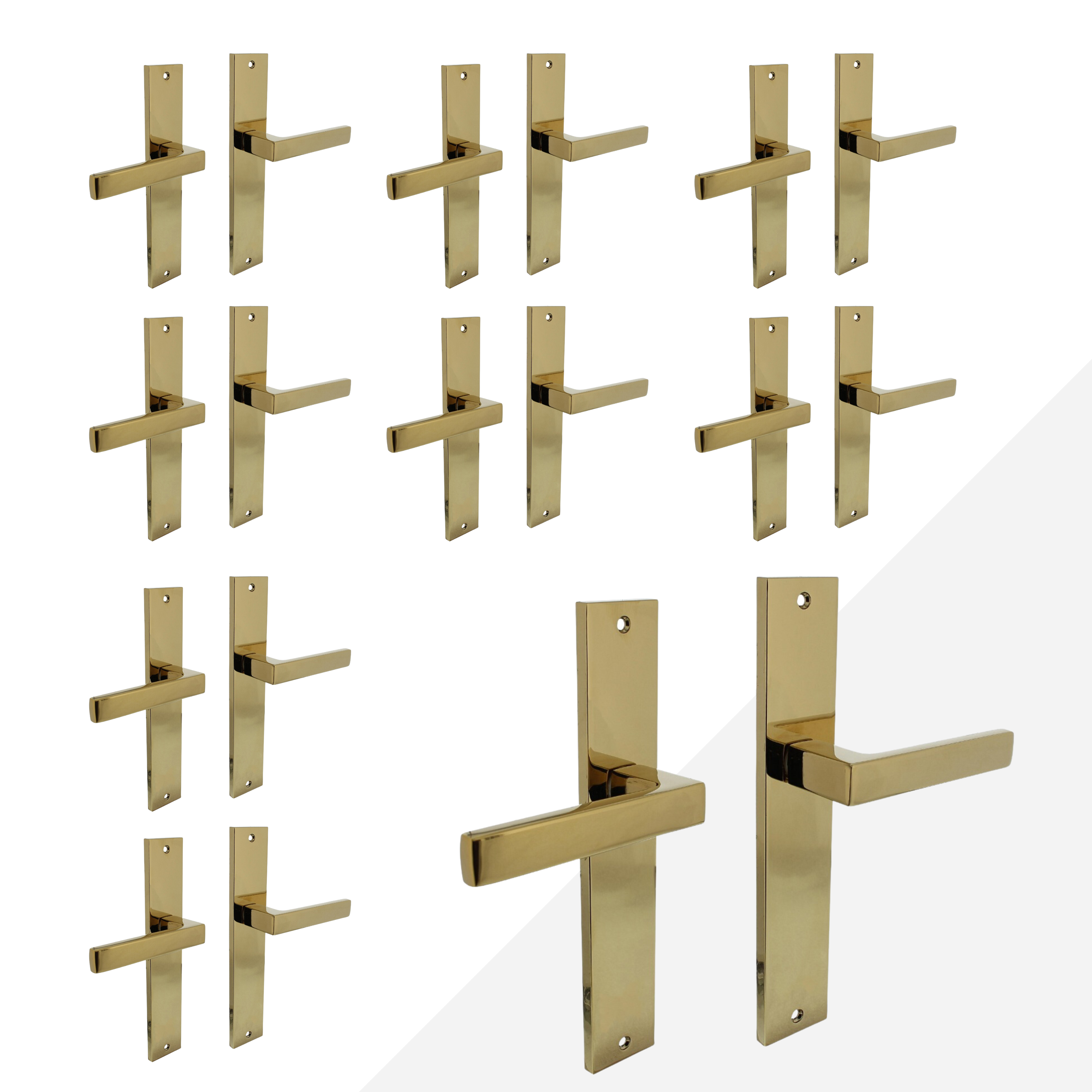 Voordeelset 8x Intersteel Deurkruk Hera op schild 245x45 mm blind messing titaan PVD