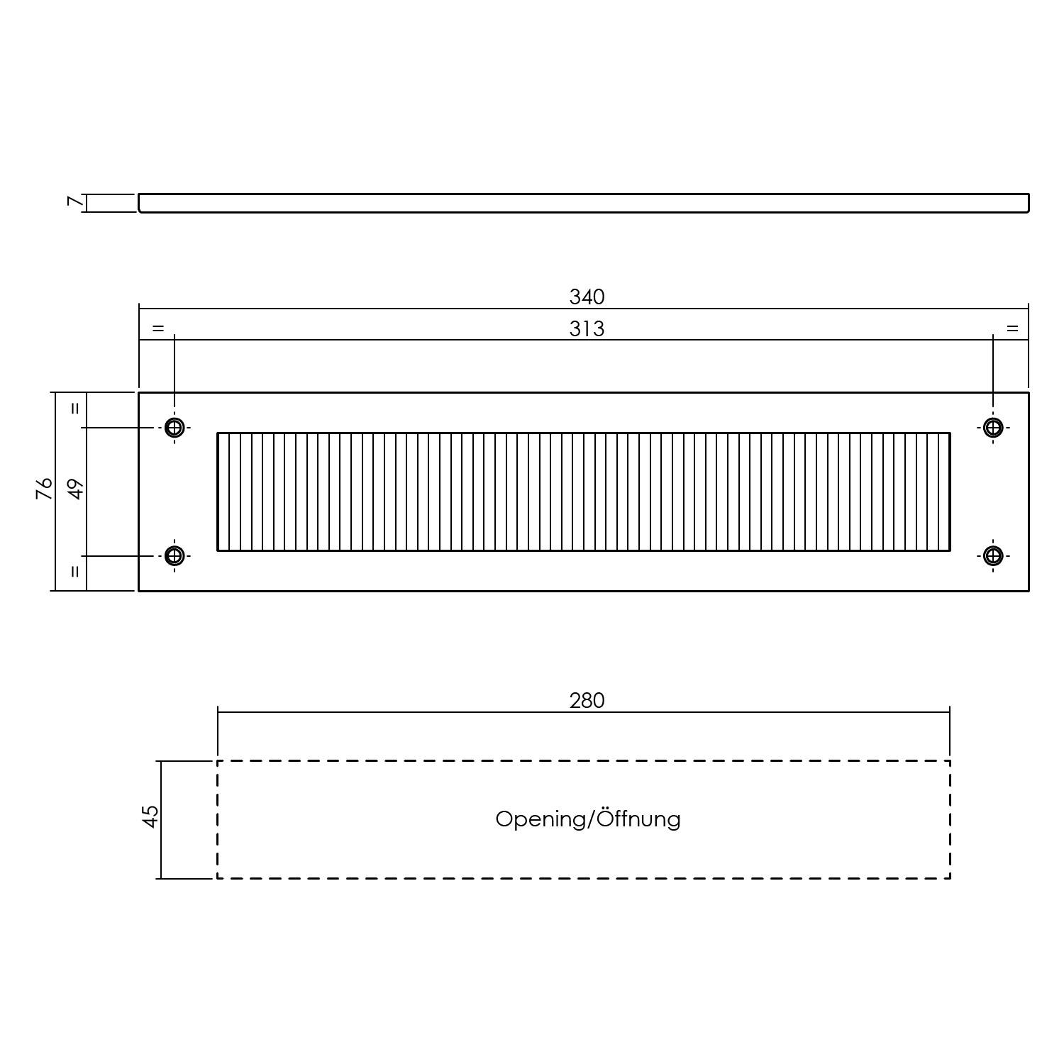 Intersteel Tochtwering rechthoekig 340x76mm PVD messing getrommeld 2 0011.401501 2