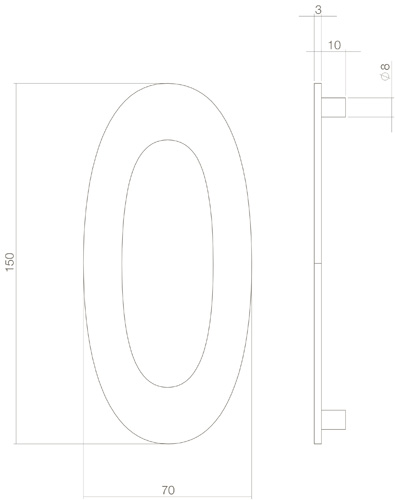 Intersteel Huisnummer 0 150mm PVD messing getrommeld 3 0011.402040 2 1
