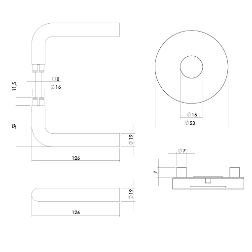 Intersteel Deurkruk Luzern met rozet massief verdekt ø53x10mm met nokken PVD messing getrommeld 2 0011.405711 2