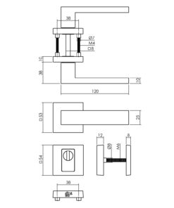 Intersteel Set achterdeurbeslag vierkant: deurkruk Amsterdam met massieve rozetten en SKG3 veiligheidsrozetten PVD messing getrommeld 4 0011.405727 2