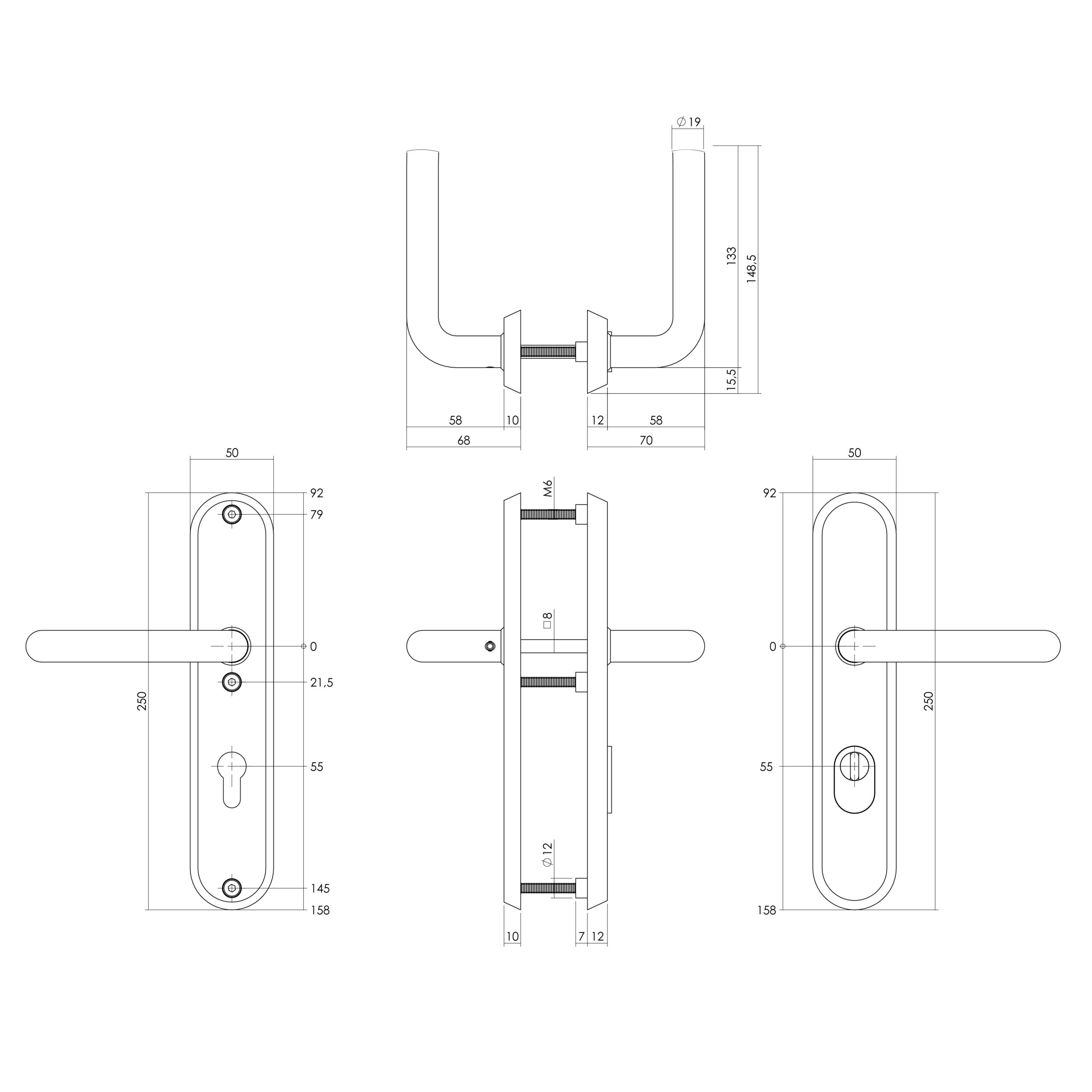 Intersteel SKG3 veiligheidsbeslag ovaal 250x50mm kruk/kruk Luzern met veerconstructie profielcilindergat 72mm met kerntrekbeveiliging PVD messingkleur 2 0013.378736 2 scaled