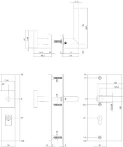 Intersteel SKG3 veiligheidsbeslag rechthoekig 250x50mm greep/kruk Jura profielcilindergat 72mm met kerntrekbeveiliging PVD messingkleur 3 0013.396236z 2