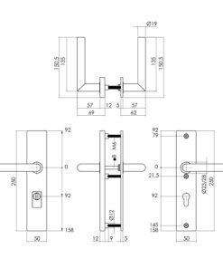 Intersteel SKG3 veiligheidsbeslag rechthoekig 250x50mm kruk/kruk Jura met veerconstructie profielcilindergat 92mm met kerntrekbeveiliging PVD messingkleur 3 0013.396449 2