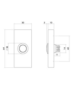 Intersteel Deurbel rechthoekig 65x30x10mm verdekt PVD messingkleur 4 0013.399038 2
