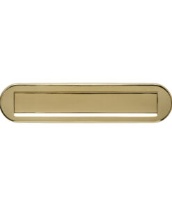 Intersteel Briefplaat ovaal 340x80mm met klep/regenrand PVD messingkleur