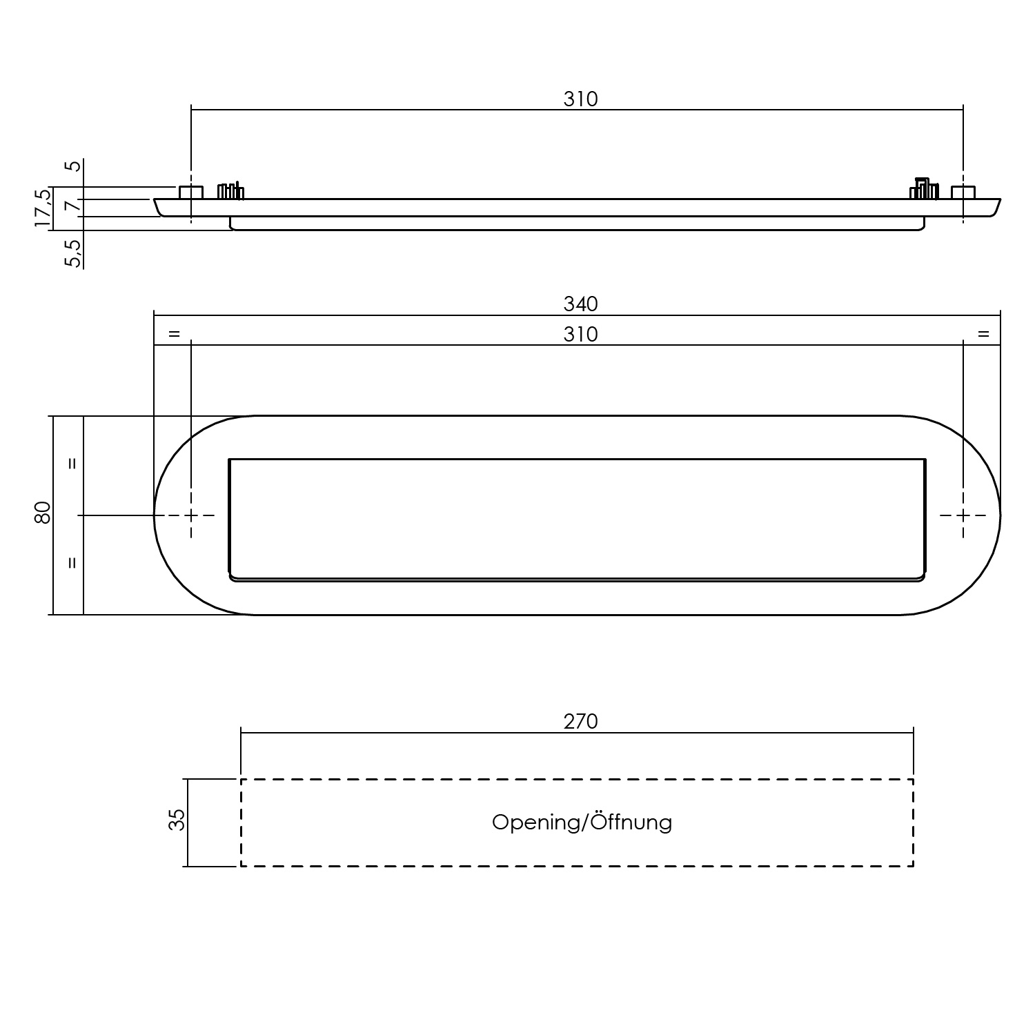 Intersteel Briefplaat ovaal 340x80mm met klep/regenrand PVD messingkleur 2 Intersteel Briefplaat ovaal 340x80mm met klep/regenrand PVD messingkleur - Afbeelding 2
