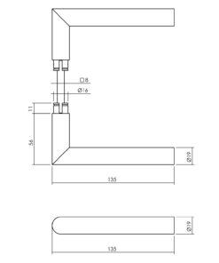 Intersteel Deurkruk Jura met rozet massief verdekt 53x53x10mm met nokken PVD messingkleur 5 0013.405720 2