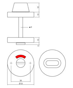 Intersteel WC-sluiting verdekt ø53x10mm met stift 8x8mm rvs getrommeld 3 0034.341060 2