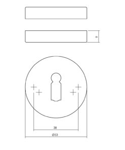 Intersteel Sleutelrozetten verdekt ø53x9mm rvs getrommeld 3 0034.341086 2