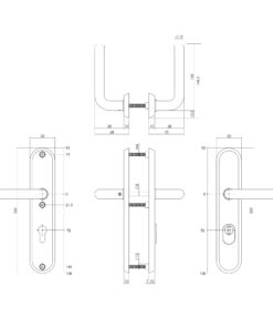 Intersteel SKG3 veiligheidsbeslag ovaal 250x50mm kruk/kruk Luzern met veerconstructie profielcilindergat 72mm met kerntrekbeveiliging rvs getrommeld 3 0034.378736 2