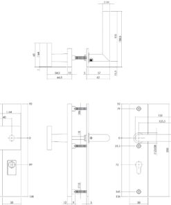 Intersteel SKG3 veiligheidsbeslag rechthoekig 250x50mm greep/kruk Jura profielcilindergat 72mm met kerntrekbeveiliging rvs getrommeld 7 0034.396236z 2 1