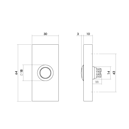 Intersteel Deurbel rechthoekig 65x30x10mm verdekt rvs getrommeld 2 0034.399038 2