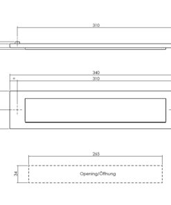 Intersteel Briefplaat rechthoekig 340x75mm met klep/regenrand rvs getrommeld 4 0034.400002 2