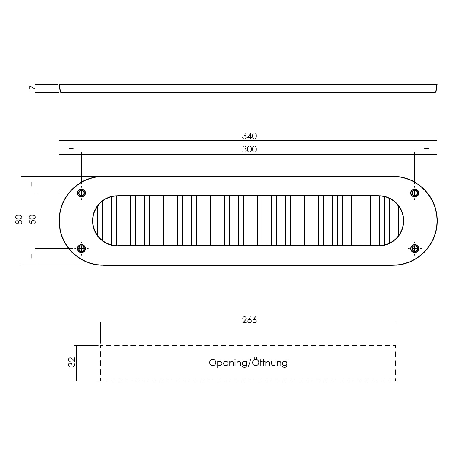 Intersteel Tochtwering ovaal 340x80mm rvs getrommeld 2 0034.401502 2